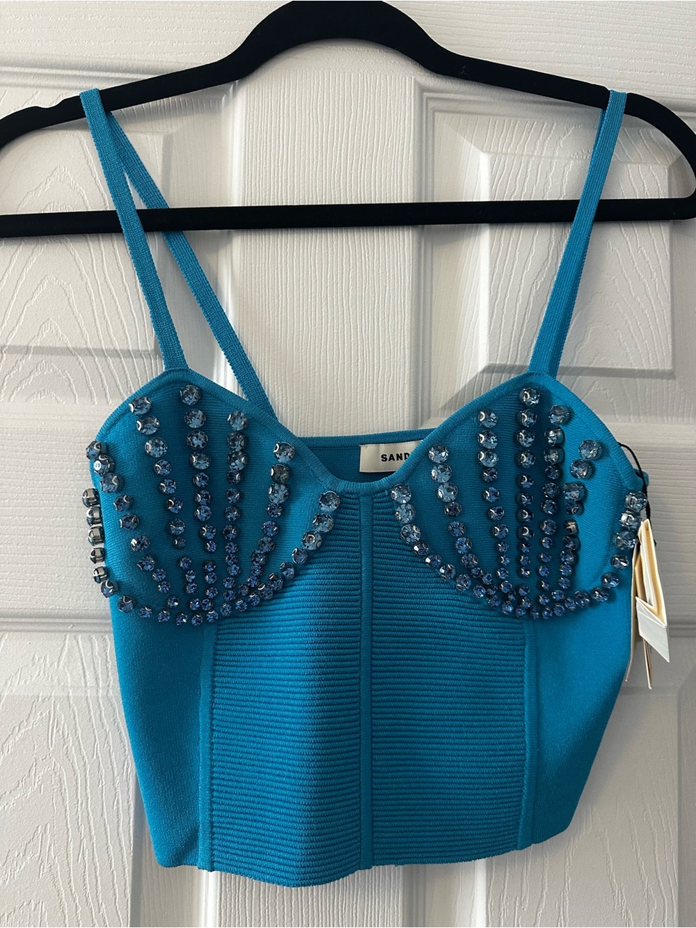 Sandro Turquoise Beaded Bustier Camisole